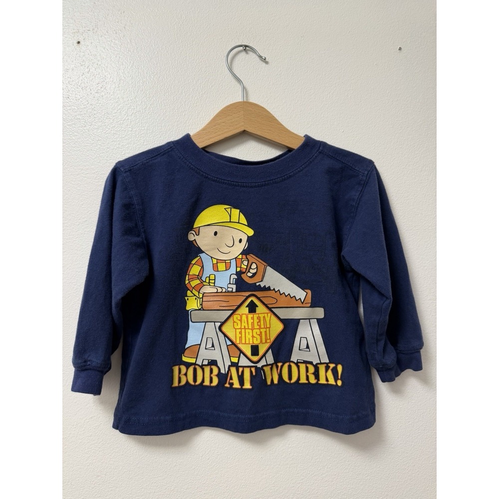 Bob The Builder Vintage 2007 Y2K Long Sleeve T-Shirt Size 4T Safety First Work